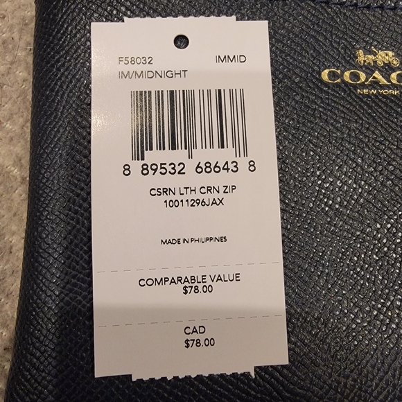 Coach Corner Zip Wristlet With Wrist Strap In Midnight Blue - Picture 2 of 3